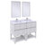 Fresca Formosa 48" Floor Standing Double Sink Modern Bathroom Vanity Set w/ Open Bottom & Mirrors in Rustic White Finish, Base Cabinet: 48" W x 20-3/8" D x 34-7/8" H, 4 Drawers