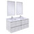 Fresca Formosa 48" Wall Hung Double Sink Modern Bathroom Vanity Set w/ Mirrors in Rustic White Finish, Base Cabinet: 48" W x 20-3/8" D x 20-5/16" H, 4 Drawers