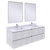 Fresca Formosa 60" Wall Hung Double Sink Modern Bathroom Vanity Set w/ Mirrors in Rustic White Finish, Base Cabinet: 60" W x 20-3/8" D x 20-5/16" H, 4 Drawers