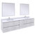 Fresca Formosa 84" Wall Hung Double Sink Modern Bathroom Vanity Set w/ Mirrors in Rustic White Finish, Base Cabinet: 84" W x 20-3/8" D x 20-5/16" H