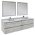 Fresca Formosa 72" Wall Hung Double Sink Modern Bathroom Vanity Set w/ Mirrors in Ash Finish, Base Cabinet: 72" W x 20-3/8" D x 20-5/16" H, 4 Drawers
