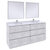Fresca Formosa 72" Floor Standing Double Sink Modern Bathroom Vanity Set w/ Mirrors in Rustic White Finish, Base Cabinet: 72" W x 20-3/8" D x 34-7/8" H, 6 Drawers