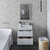 Fresca Formosa 24" Wall Hung Modern Bathroom Vanity Set w/ Mirror in Rustic White Finish, Base Cabinet: 24" W x 20-3/8" D x 20-5/16" H