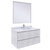 Fresca Formosa 36" Wall Hung Modern Bathroom Vanity Set w/ Mirror in Rustic White Finish, Base Cabinet: 36" W x 20-3/8" D x 20-5/16" H