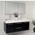 Fresca Opulento 54" Black Modern Wall Mounted Double Sink Bathroom Vanity with Medicine Cabinet, Dimensions of Vanity: 54" W x 18-5/8" D x 23-1/2" H