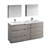 72" Glossy Ash Gray Partitioned with Medicine Cabinet and Sink Product View