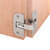 Hafele A-Series Pie Cut Corner Hinge 78 Degree Opening Angle, Zinc Alloy, Nickel-Plated, Installed View