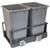 Hafele Double Built-In Bottom Mount Pull-Out MX Trash Cans, Steel, Anthracite with Gray Bin, 2 x 36 Qt (2 x 9 Gal)