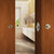 Hafele Barn Door Privacy Lock 2-1/4" Round Backset, ADA Approved T1 Thumb-Turn with Round Trim in Matt Stainless Steel