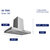 Hauslane Chef Series IS-700 36'' Convertible Island Stainless Steel Range Hood w/ Dual Controls, LED, Baffle Filter, Dimensions