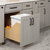Hardware Resources CDM-WBMD3521 Series White Birch Wood Bottom-Mount Soft-Close Trash Can Rollout with Double 35 Quart Waste Bins For Door Mounting, Base Unit w/ White Bin In Use Kitchen View
