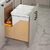Hardware Resources CDM-WBMD3521 Series White Birch Wood Bottom-Mount Soft-Close Trash Can Rollout with Double 35 Quart Waste Bins For Door Mounting, Base Unit w/ White Bin In Use Kitchen Side View