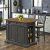 Home Styles 48" Wide Americana Kitchen Island with 2 Stools in Grey, 48" W x 26" D x 36" H