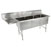 John Boos B-Series Compartment Three Bowl Sink in Multiple Sizes with Left Drainboard, 16-Gauge