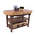 John Boos Harvest Table with Oval Top & 3 Wicker Baskets, 60"W x 30"D x 4"H, Walnut Stain