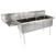 John Boos E-Series Compartment Three Bowl Sink in Multiple Sizes Sizes with Left Drainboard, 18-Gauge Stainless Steel