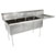 John Boos E-Series Compartment Three Bowl Sink in Multiple Sizes Sizes with Right Drainboard, 18-Gauge Stainless Steel