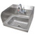 John Boos Pro Bowl Fabricated Space Saver Wall Mount Hand Sink with Faucet and Left & Right Side Splash, Stainless Steel, 14"W x 10"D x 5"H, 1-7/8" Drain