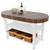 John Boos Harvest Table with 4" Thick End Grain Walnut Oval Top & 3 Wicker Baskets, 60"W x 30"D x 4"H, Alabaster