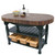John Boos Harvest Table with 4" Thick End Grain Walnut Oval Top & 3 Wicker Baskets, 60"W x 30"D x 4"H, Black