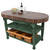 John Boos Harvest Table with 4" Thick End Grain Walnut Oval Top & 3 Wicker Baskets, 60"W x 30"D x 4"H, Basil