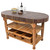John Boos Harvest Table with 4" Thick End Grain Walnut Oval Top & 3 Wicker Baskets, 60"W x 30"D x 4"H, Natural Maple