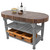 John Boos Harvest Table with 4" Thick End Grain Walnut Oval Top & 3 Wicker Baskets, 60"W x 30"D x 4"H, Slate Gray