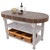 John Boos Harvest Table with 4" Thick End Grain Walnut Oval Top & 3 Wicker Baskets, 60"W x 30"D x 4"H, Useful Gray Stain