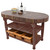 John Boos Harvest Table with 4" Thick End Grain Walnut Oval Top & 3 Wicker Baskets, 60"W x 30"D x 4"H, Walnut Stain