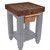 John Boos Gathering Block with 4" Thick End Grain Walnut Top and Pull Out Wicker Basket, 25" W x 24" D x 36" H, Slate Gray