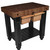 John Boos Gathering Block II with 4" Thick End Grain Walnut Top and 2 Pull Out Wicker Baskets, 36"W x 24"D x 36"H, Black
