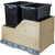 Double Bin Bottom Mount Pullout Waste Container System, 35 Quart (8.75 Gallon), Black Cans, Min. Cab. Opening: 15"W