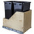 Double Bin Bottom Mount Pullout Waste Container System, 50 Quart (12.5 Gallon), Black Cans, Min. Cab. Opening: 15"W