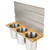 Canister Hanging Shelf for Smart Rail Storage Solution, Includes three stainless steel canisters for holding a variety of utensils. Stylish brushed aluminum finish with bamboo wood accent., 13-3/4"W x 4-1/2"D x 12"H