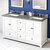 Jeffrey Alexander 60'' W White Addington Double Vanity Cabinet Base with Steel Grey Cultured Marble Vanity Top and Two Undermount Rectangle Bowls