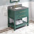 Jeffrey Alexander 36'' W Forest Green Wavecrest Single Vanity Cabinet Base with Boulder Cultured Marble Vanity Top and Undermount Rectangle Bowl
