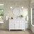 James Martin Furniture Lorelai 48'' Single Vanity, Bright White w/ Single Hole 3 cm (1-3/8'') Thick White Zeus Quartz Top, Backsplash, and Rectangle Undermount Sink Installed View
