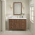 James Martin Furniture Lorelai 48'' Single Vanity, Mid-Century Walnut w/ Single Hole 3 cm (1-3/8'') Thick White Zeus Quartz Top, Backsplash, and Rectangle Undermount Sink Installed View