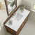 James Martin Furniture Lorelai 48'' Single Vanity, Mid-Century Walnut w/ 3 cm (1-3/8'') Thick Arctic Fall Solid Surface Top and Rectangle Undermount Sink Overhead Top View
