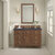 James Martin Furniture Lorelai 48'' Single Vanity, Mid-Century Walnut w/ 3 cm (1-3/8'') Thick Charcoal Soapstone Quartz Top and Rectangle Undermount Sink Installed View