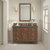 James Martin Furniture Lorelai 48'' Single Vanity, Mid-Century Walnut w/ 3 cm (1-3/8'') Thick Parisien Blue Quartz Top and Rectangle Undermount Sink Installed View
