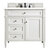 James Martin Furniture Brittany 36'' Bright White Single Vanity w/ 3cm (1-3/8'') Thick White Zeus Quartz Top