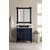 James Martin Furniture Brittany 36'' Victory Blue w/ White Zeus Top Front View
