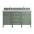 James Martin Furniture Brittany 60'' Double Vanity in Smokey Celadon with 3cm (1-3/8'' ) Thick Carrara Marble Top and Rectangle Undermount Sinks
