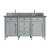 James Martin Furniture Brittany 60'' Double Vanity in Urban Gray with 3cm (1-3/8'' ) Thick Cala Blue Quartz Top and Rectangle Undermount Sinks