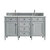 James Martin Furniture Brittany 60'' Double Vanity in Urban Gray with 3cm (1-3/8'' ) Thick Ethereal Noctis Quartz Top and Rectangle Undermount Sinks