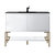 James Martin Furniture Milan 47-5/16'' W Single Vanity Cabinet in Glossy White and Radiant Gold Metal Base with Charcoal Black Composite Sink Top