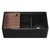 JULIEN Home Refinements Fira Fireclay 36'' W Reversible Flat Front Apron Undermount Double Kitchen Sink, Matte Black, w/ Ledge and Walnut Cutting Board