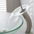Kraus Frosted Glass Vessel Sink and Waterfall Faucet Set, Satin Nickel