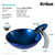 Kraus Irruption Blue Glass Vessel Sink and Waterfall Faucet Set, Chrome